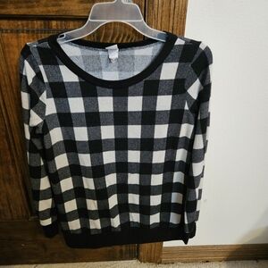 Sew In Love Black and White Plaid Sweater